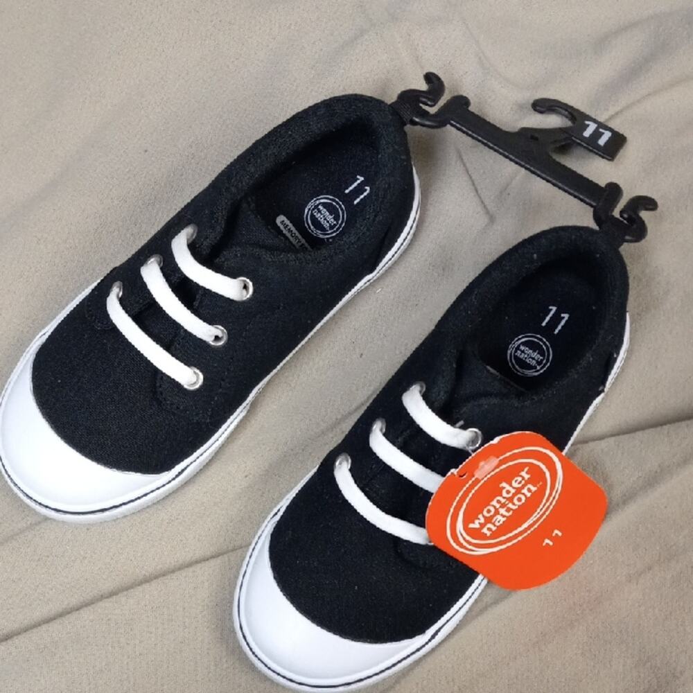 Wonder Nation Black and White Kids Sneakers